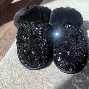 UGG Black Sequin Fur Slippers